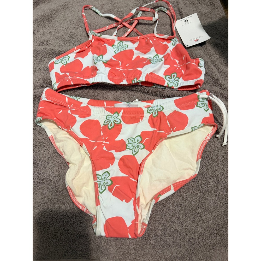 Carve Designs Coral White Floral Bikini Set Two Piece Swimsuit XL NEW
